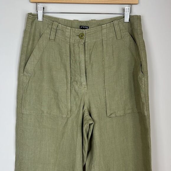 J. Crew Women's Linen Seaside Cargo Pant Straight Leg Utility Casual Size 6 Tall - Picture 3 of 11